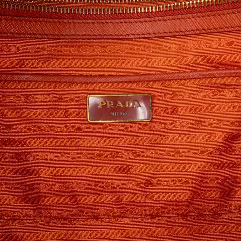 Prada Extra Large Saffiano Lux Galleria Double Zip Tote Orange Leather Good condition - Box View