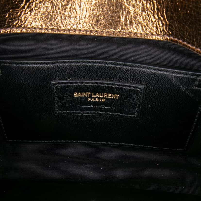 Saint Laurent Medium Metallic Calfskin Chevron Monogram College Bag Brown Leather Good condition - Box View