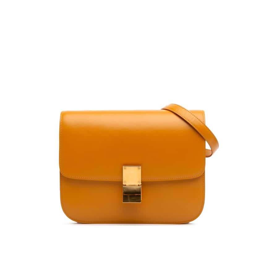 Celine Medium Calfskin Classic Box Orange Leather Good condition - Front View