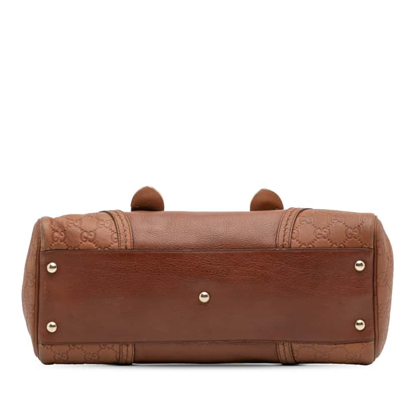 Gucci Guccissima Trimmed Leather Signoria Handbag Brown Leather Good condition - Inside View
