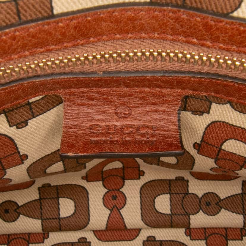 Gucci Guccissima Trimmed Leather Signoria Handbag Brown Leather Good condition - Box View