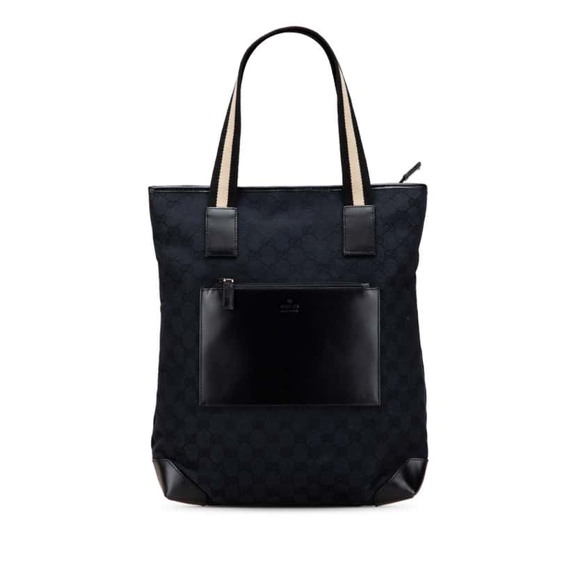 Gucci GG Canvas Web Tote Black Canvas Good condition - Front View