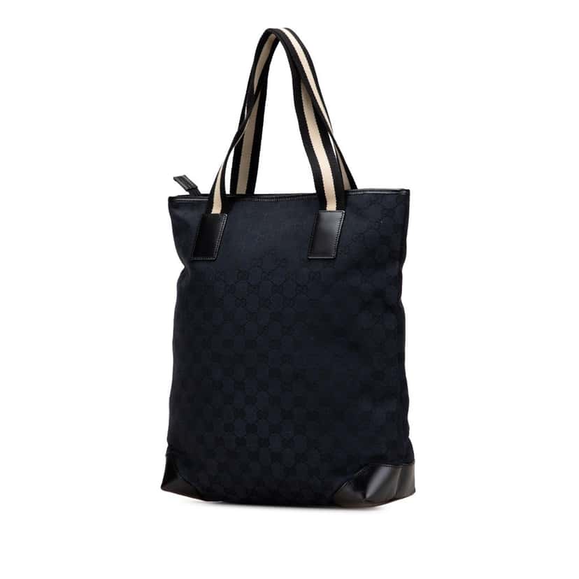 Gucci GG Canvas Web Tote Black Canvas Good condition - Back View