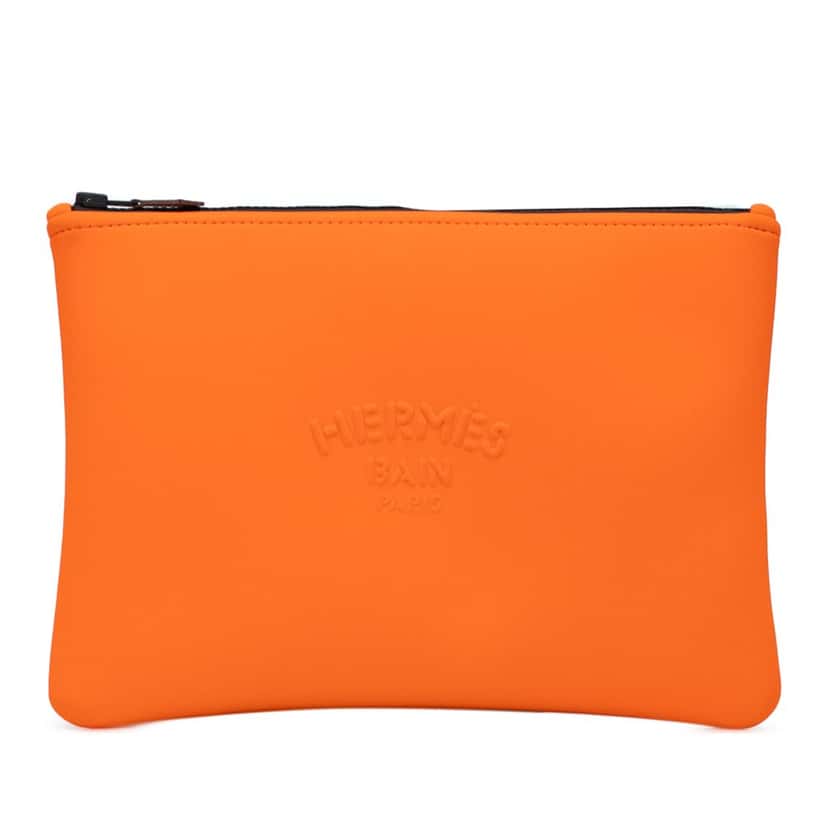 Hermès Medium Neoprene Neobain Case Orange Polyester Good condition - Front View