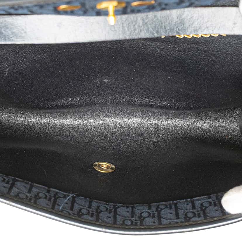 Dior Oblique Canvas Chain Shoulder Bag Blue Canvas Good condition - Model View