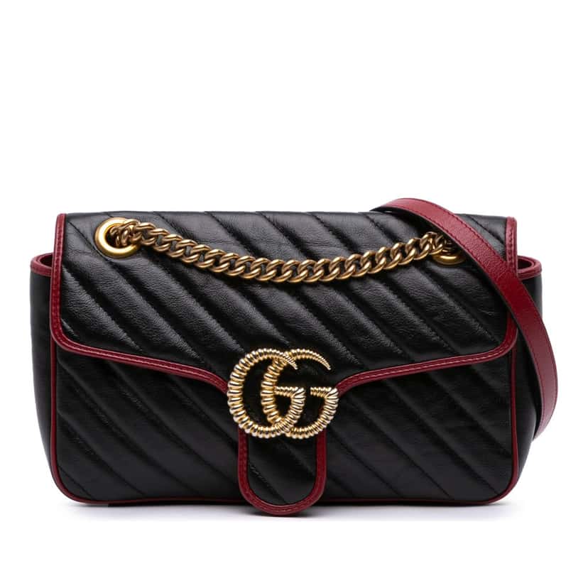 Gucci Small GG Marmont Matelasse Leather Torchon Flap Crossbody Black Leather Good condition - Front View