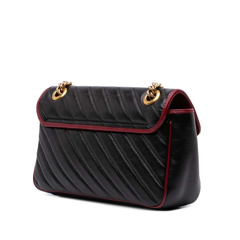 Gucci Small GG Marmont Matelasse Leather Torchon Flap Crossbody Black Leather Good condition - Back View