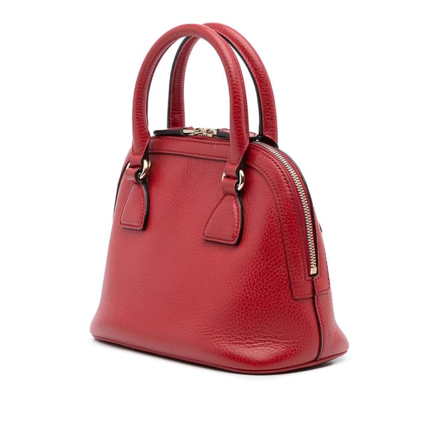 Gucci Mini Leather GG Charm Dome Satchel Red Leather Good condition - Back View