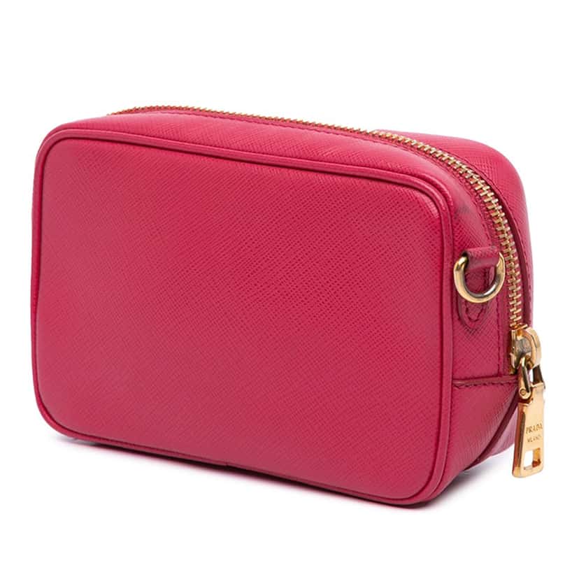 Prada Mini Saffiano Camera Bag Pink Leather Good condition - Back View