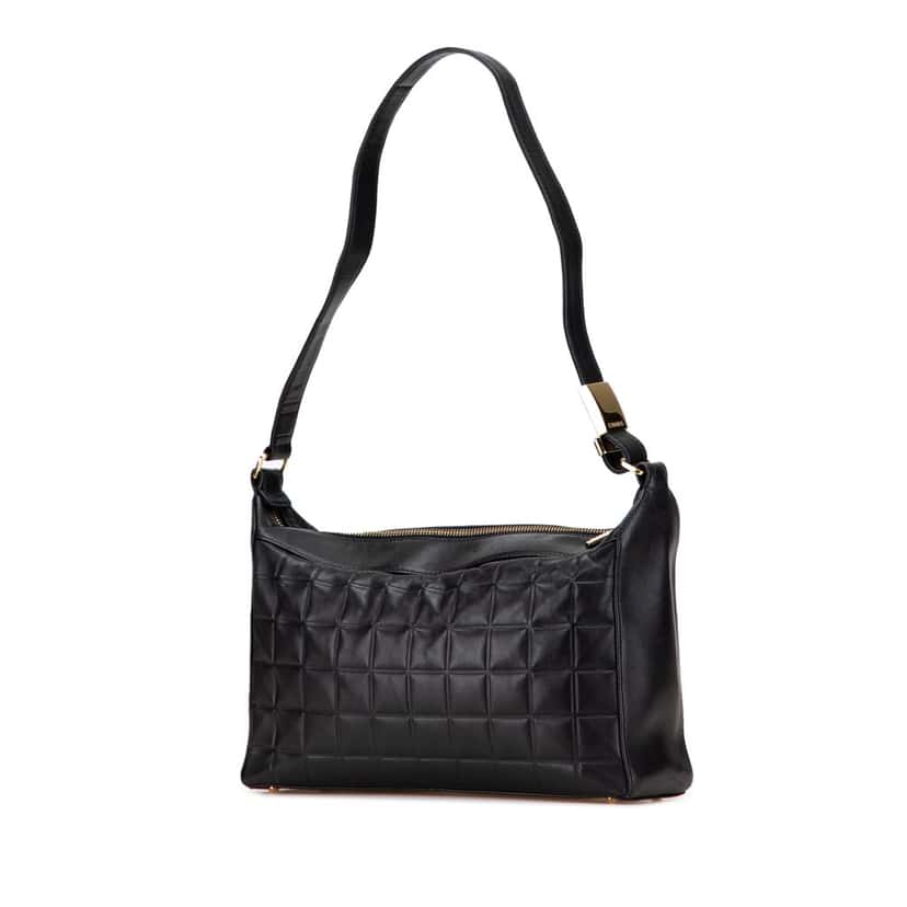 Chanel Medium Lambskin Chocolate Bar Shoulder Bag Black Leather Good condition - Back View