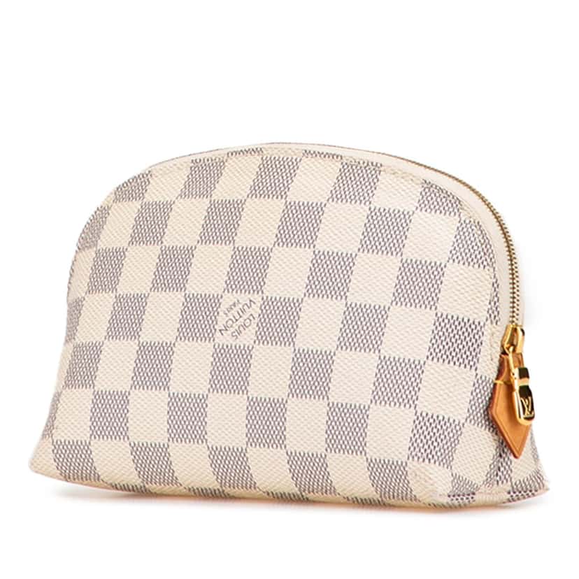 Louis Vuitton Damier Azur Cosmetic Pochette White Canvas Good condition - Back View