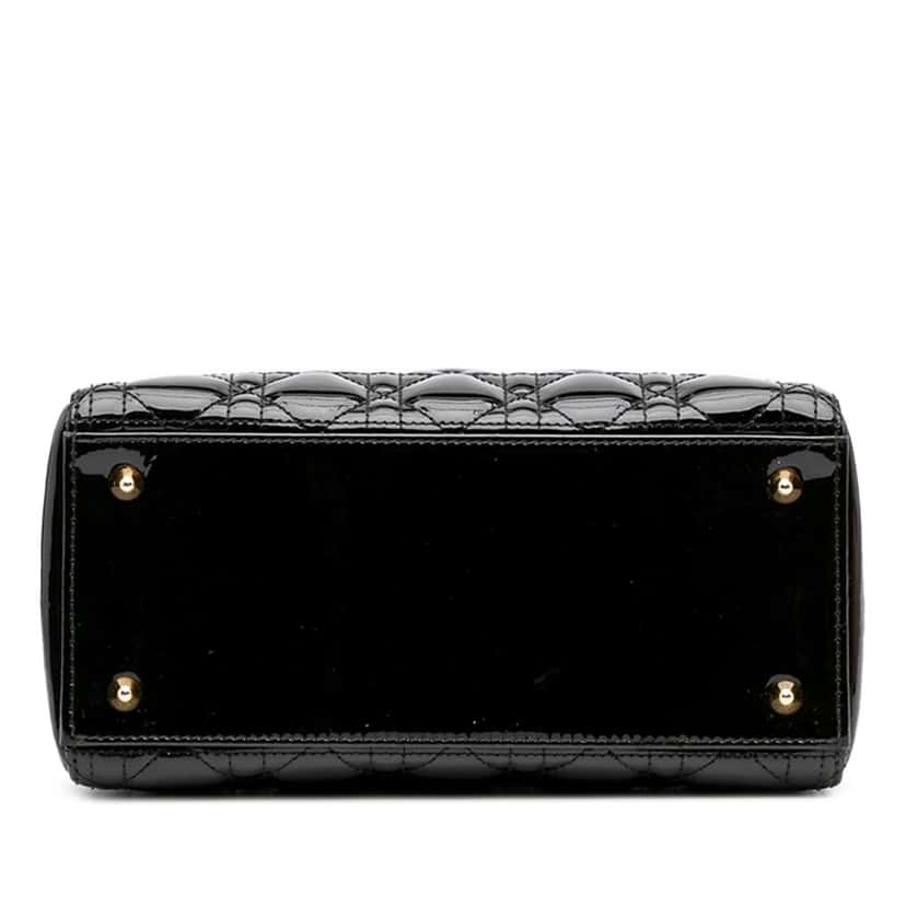 Dior Medium Patent Cannage Lady Dior Black Leather Good condition - Inside View