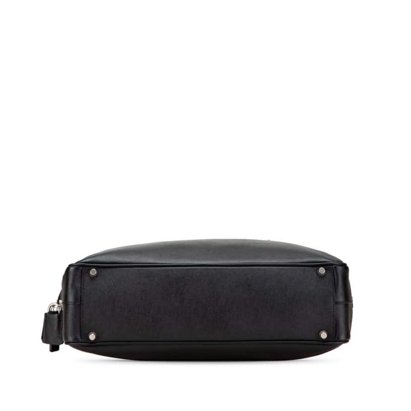 Prada Saffiano Bauletto Handbag Black Leather Good condition - Inside View