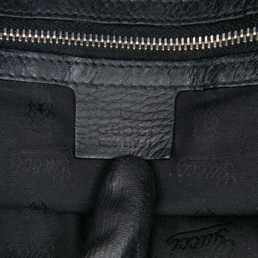 Gucci Large Pebbled Calfskin Bamboo Jungle Convertible Tote Black Leather Good condition - Box View