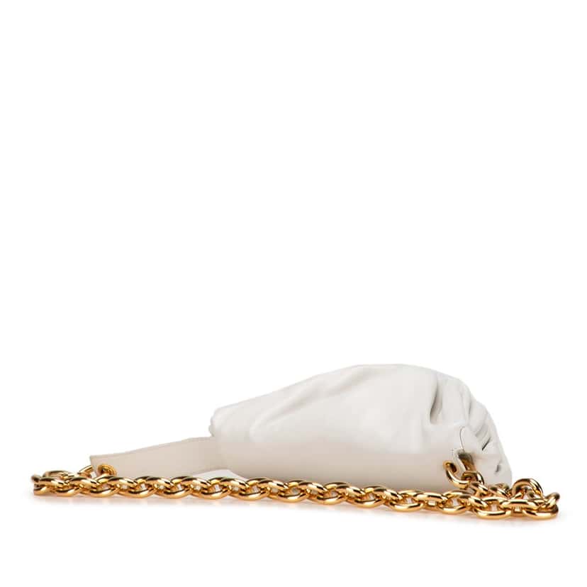 Bottega Veneta Lambskin Belt Chain Pouch White Leather Good condition - Back View