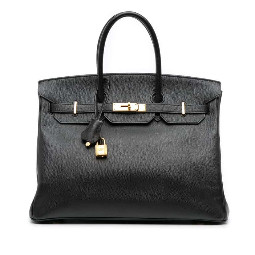 Hermès Epsom Birkin Retourne 35 Black Leather Good condition - Front View