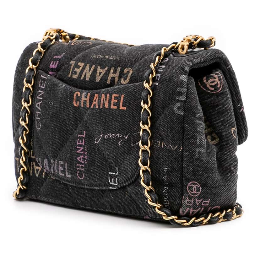Chanel Mini Rectangular Quilted Denim Mood Flap Grey Denim Good condition - Back View