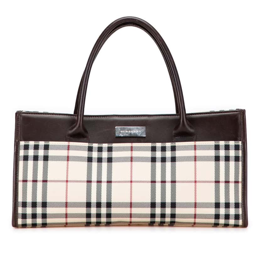 Burberry House Check Canvas Handbag Brown Canvas Good condition - Front View