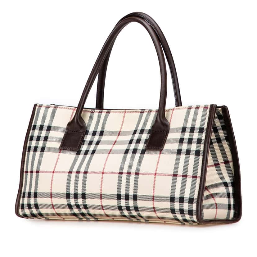 Burberry House Check Canvas Handbag Brown Canvas Good condition - Back View