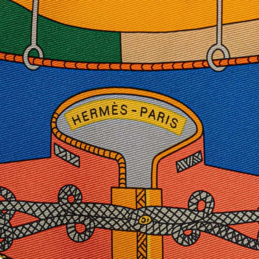 Hermès Circus Silk Scarf Orange Silk Good condition - Back View