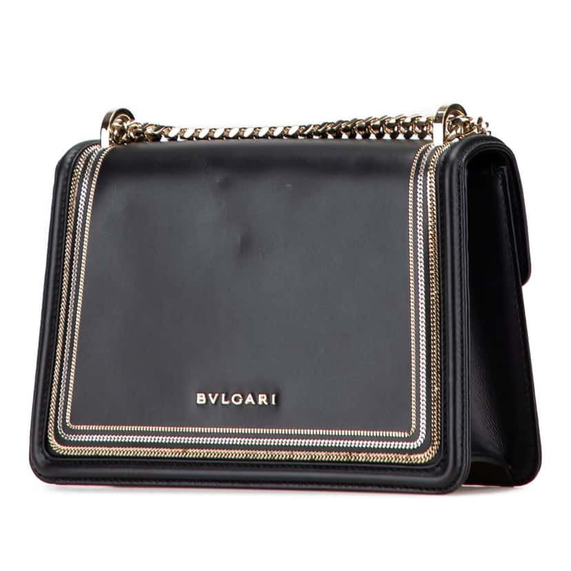 Bvlgari Leather Serpenti Diamond Blast Crossbody Black Leather Good condition - Back View
