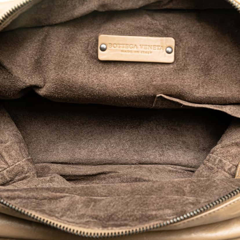 Bottega Veneta Intrecciato Trimmed Calfskin Handbag Brown Leather Good condition - Model View