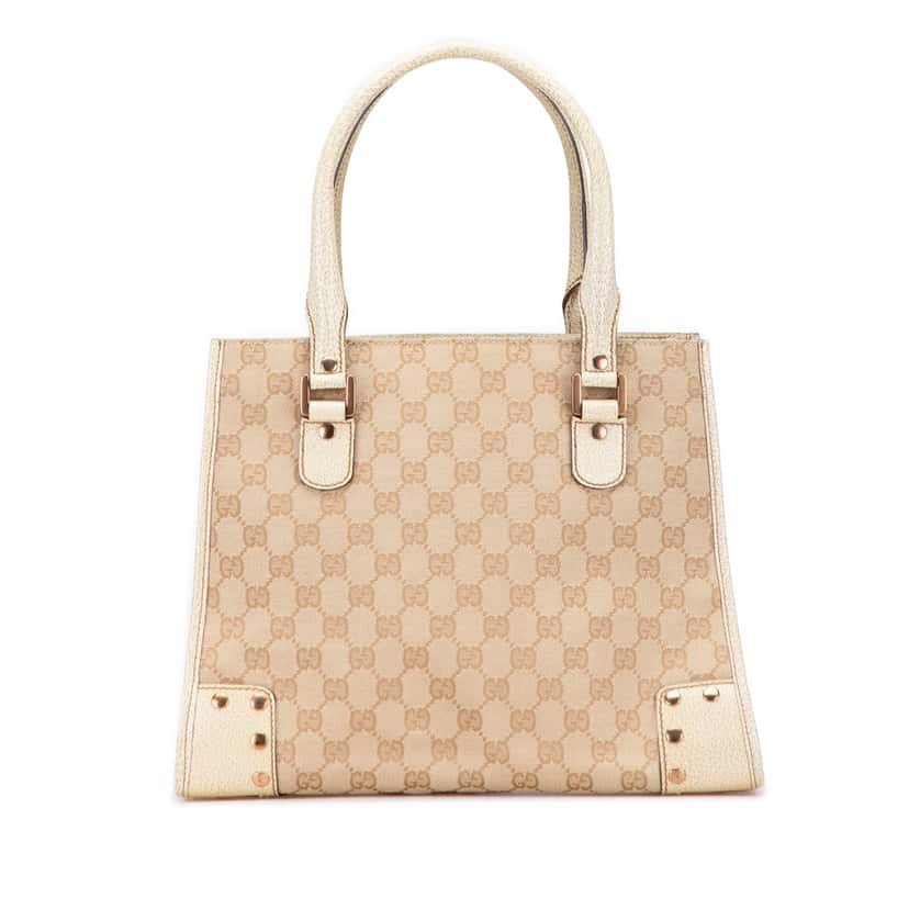 Gucci GG Canvas Nailhead Tote Brown Canvas Good condition - Front View