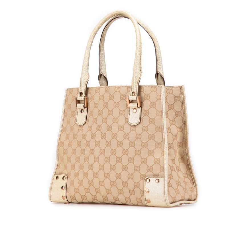 Gucci GG Canvas Nailhead Tote Brown Canvas Good condition - Back View