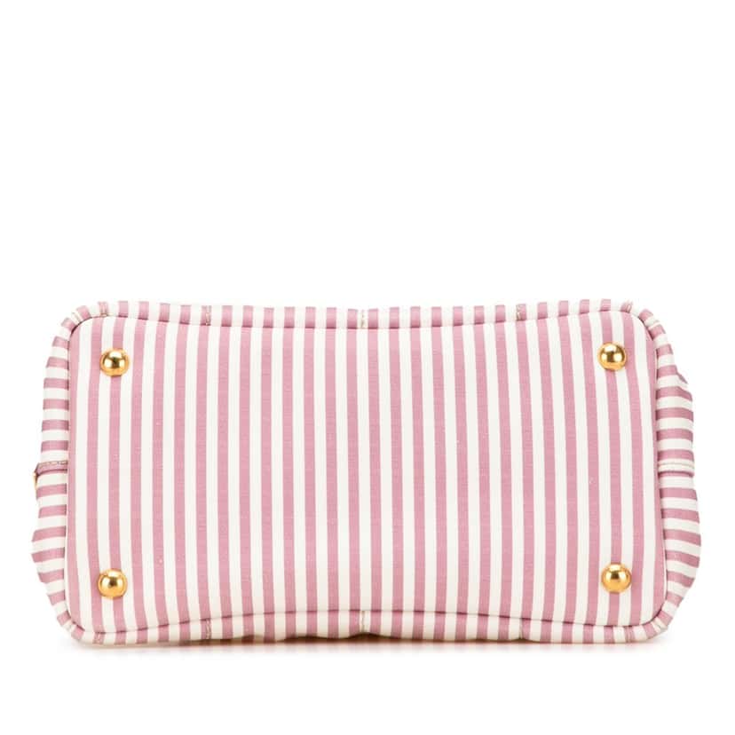 Prada Small Canvas Canapa Logo Stripes Satchel Pink Canvas Good condition - Inside View