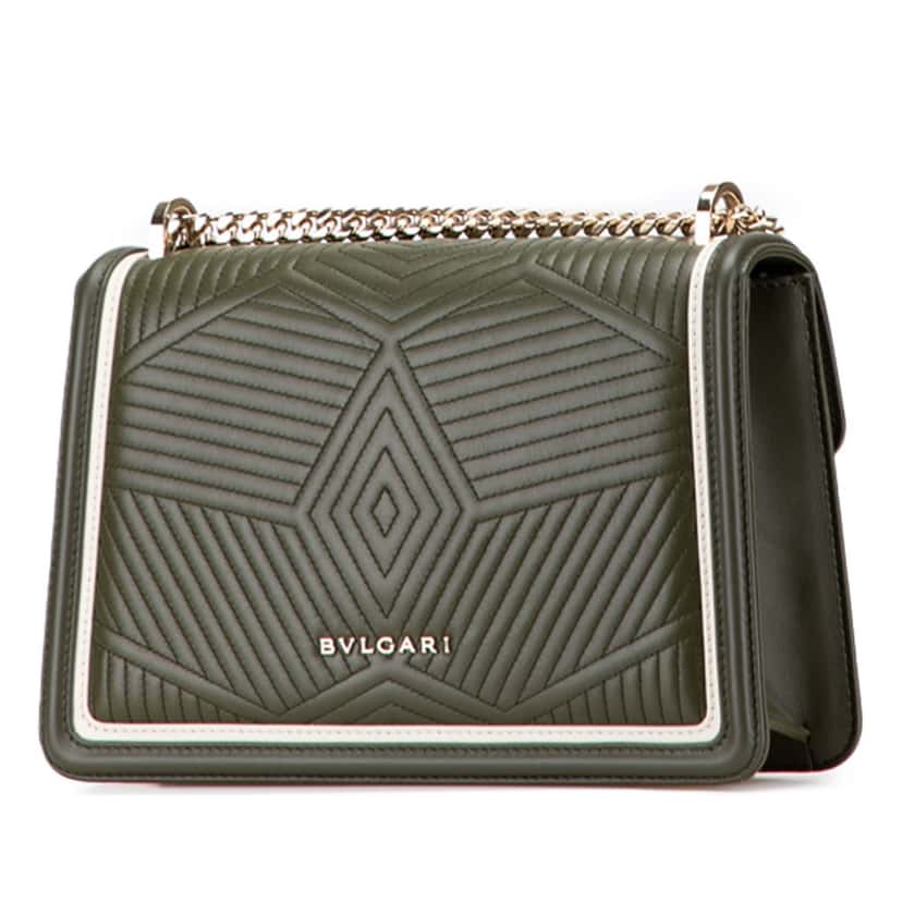 Bvlgari Quilted Calfskin Diamond Blast Serpenti Forever Crossbody Green Leather Good condition - Back View