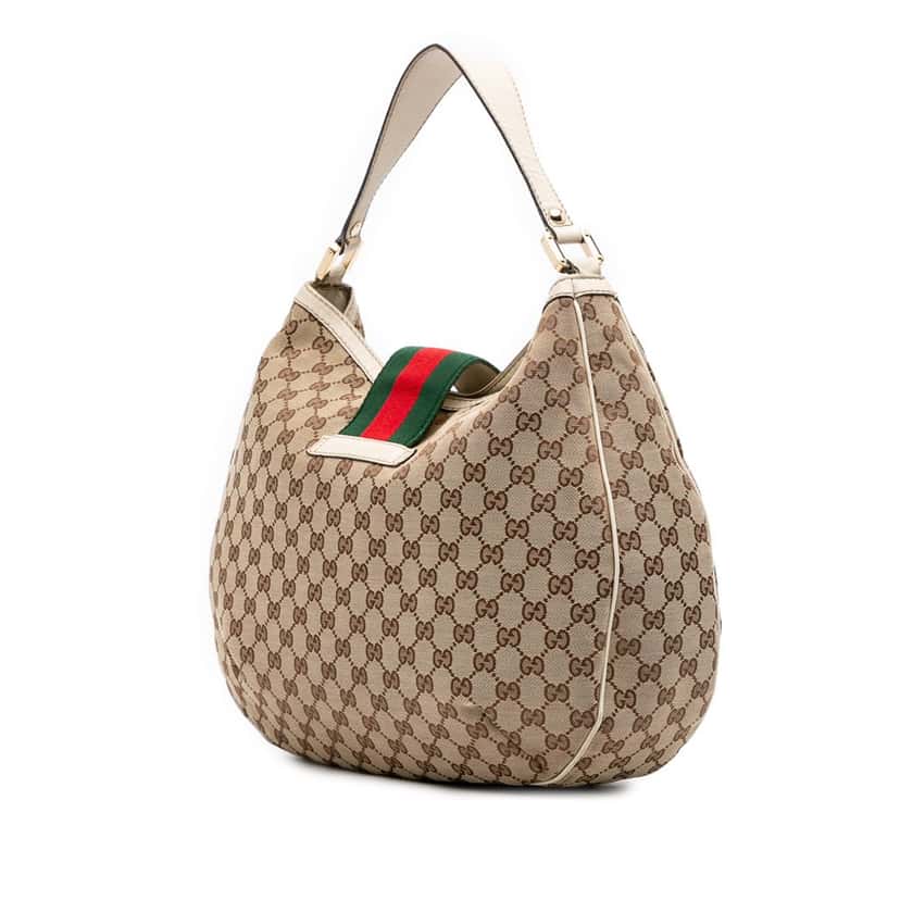 Gucci Large GG Canvas Web New Ladies Hobo Brown Canvas Good condition - Back View