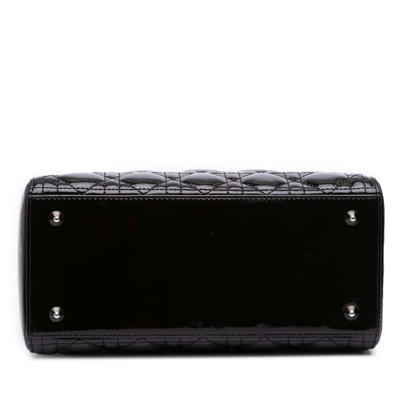 Dior Medium Patent Cannage Lady Dior Black Leather Good condition - Inside View