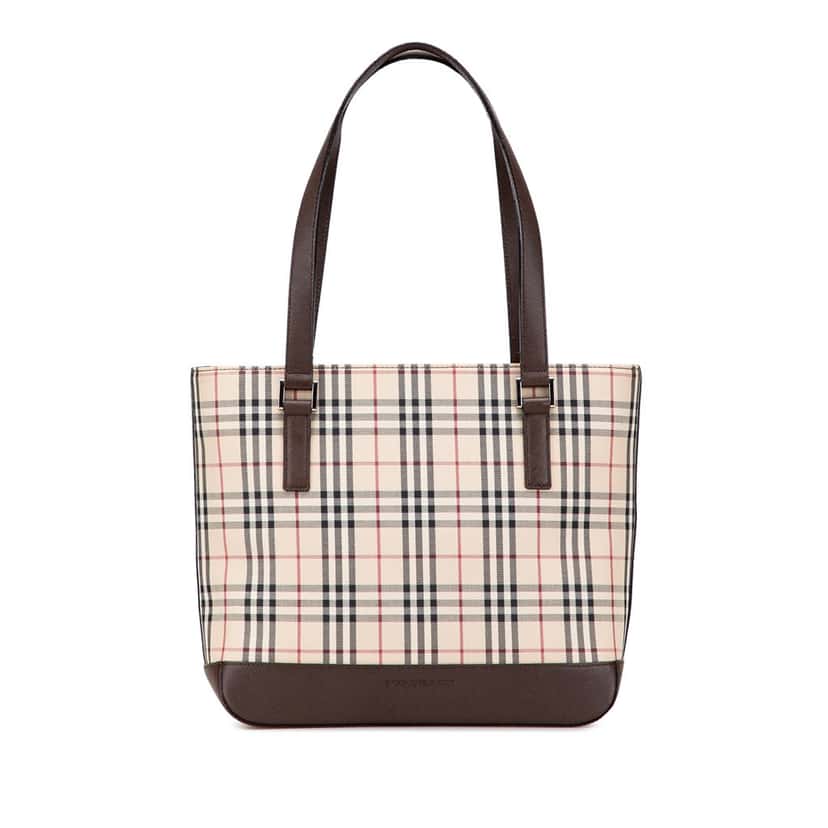 Burberry House Check Canvas Tote Brown Canvas Good condition - Front View