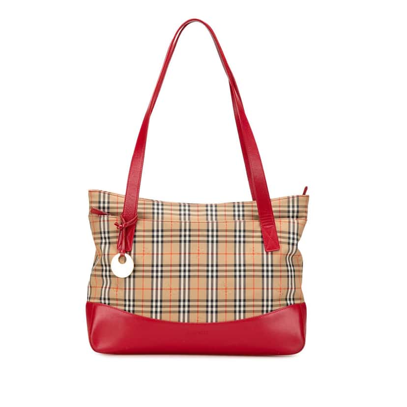 Burberry Haymarket Check Canvas Tote Brown Canvas Good condition - Front View
