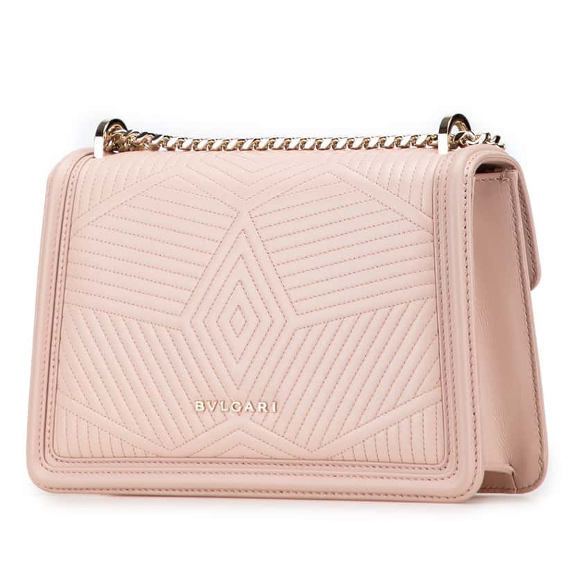 Bvlgari Quilted Calfskin Diamond Blast Serpenti Forever Satchel Pink Leather Good condition - Back View
