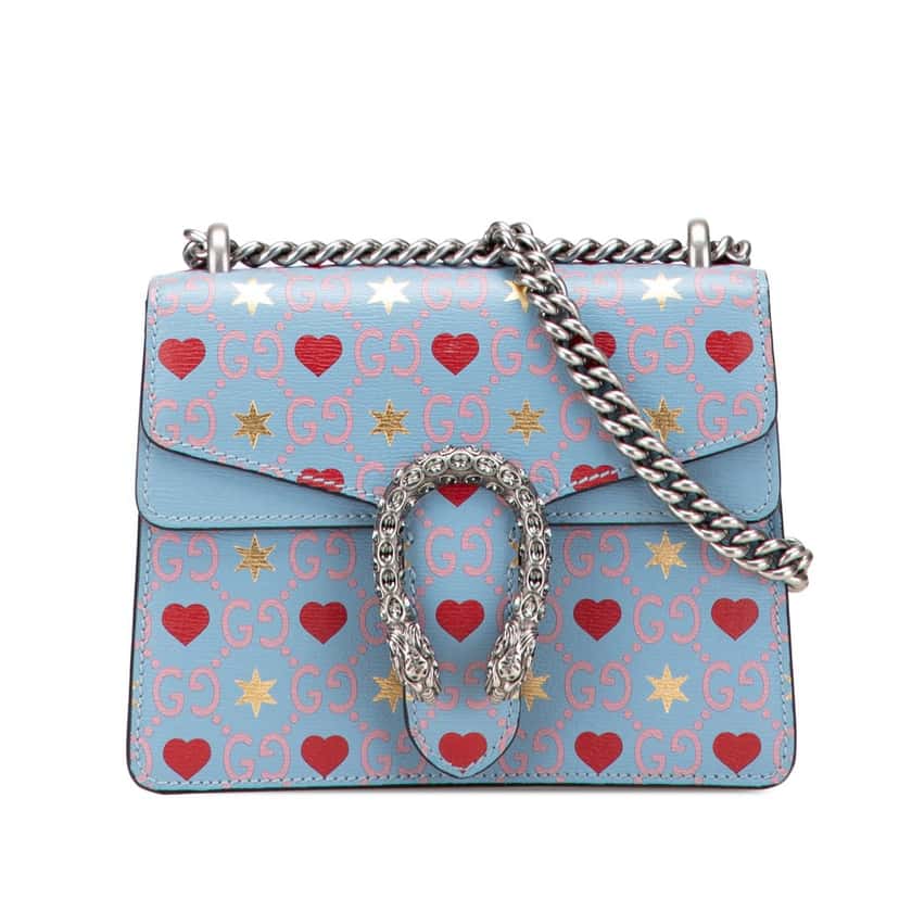 Gucci Small Valentine's Day Leather Dionysus Crossbody Blue Leather Good condition - Front View