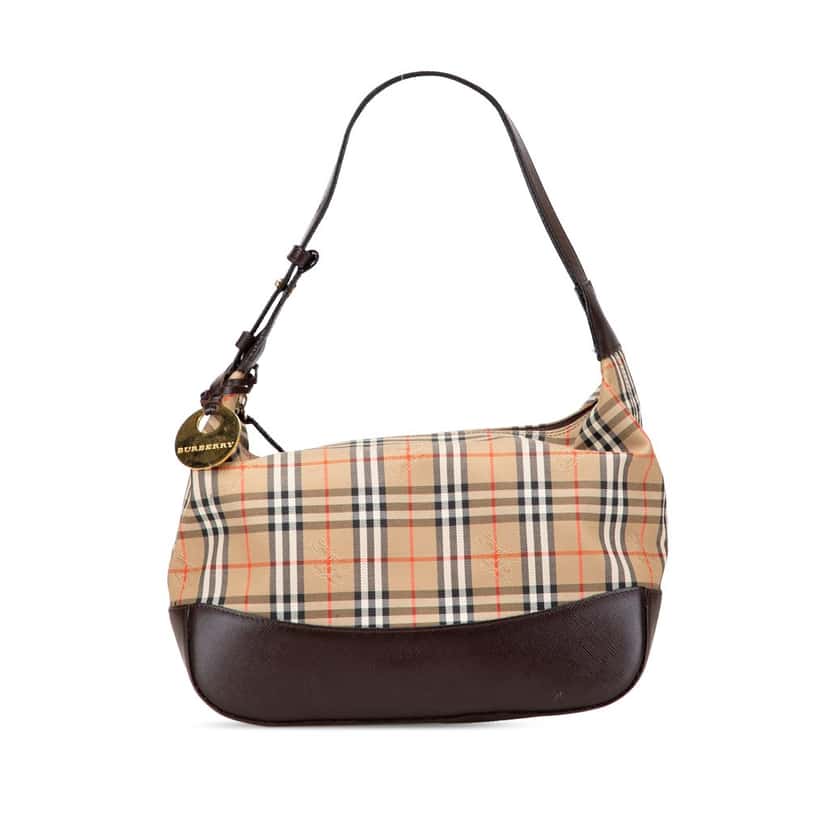 Burberry Haymarket Check Canvas Shoulder Bag Brown Canvas Good condition - Front View