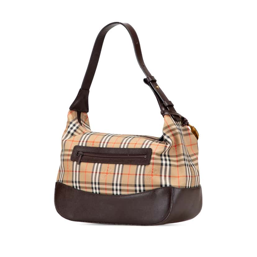 Burberry Haymarket Check Canvas Shoulder Bag Brown Canvas Good condition - Back View