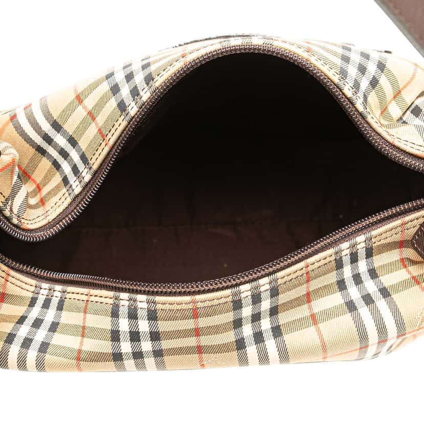 Burberry Haymarket Check Canvas Shoulder Bag Brown Canvas Good condition - Model View