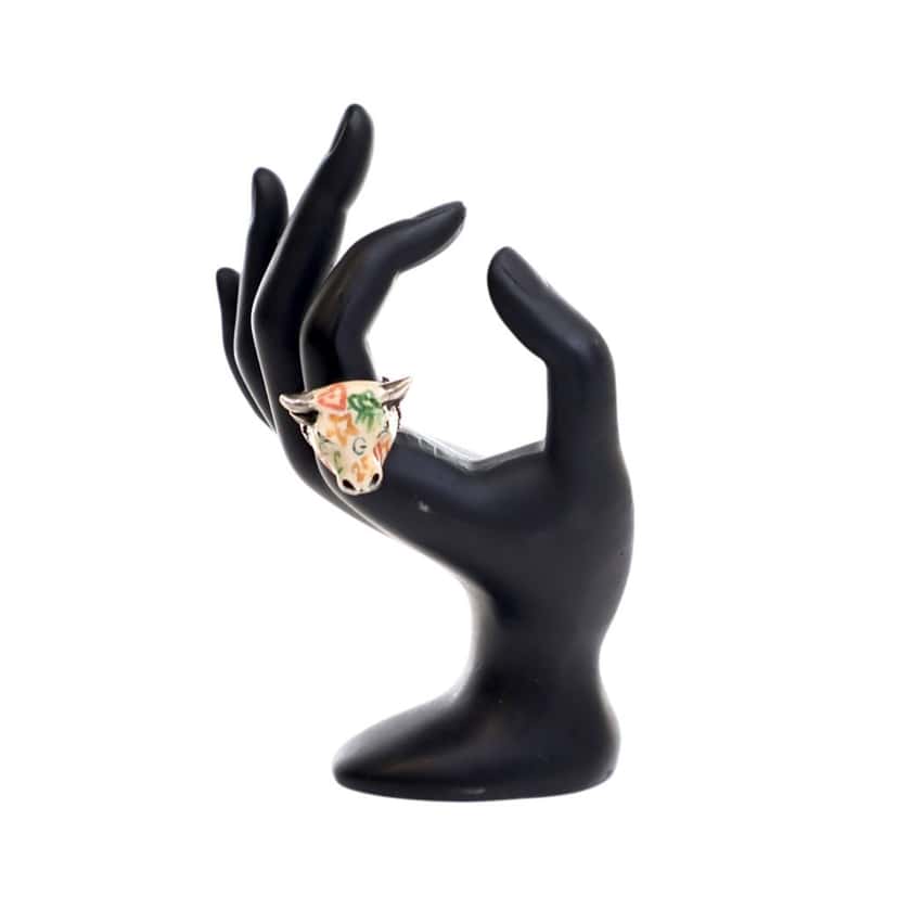 Gucci Sterling Silver Enamel Anger Forest Bulls Head Ring Silver Silver Good condition - Front View