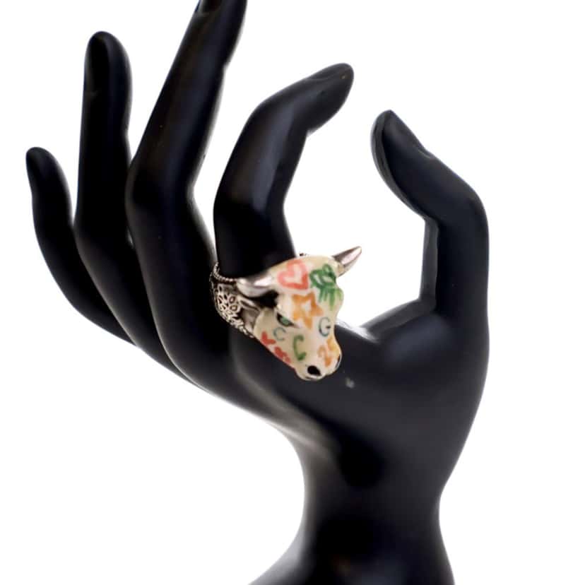 Gucci Sterling Silver Enamel Anger Forest Bulls Head Ring Silver Silver Good condition - Back View