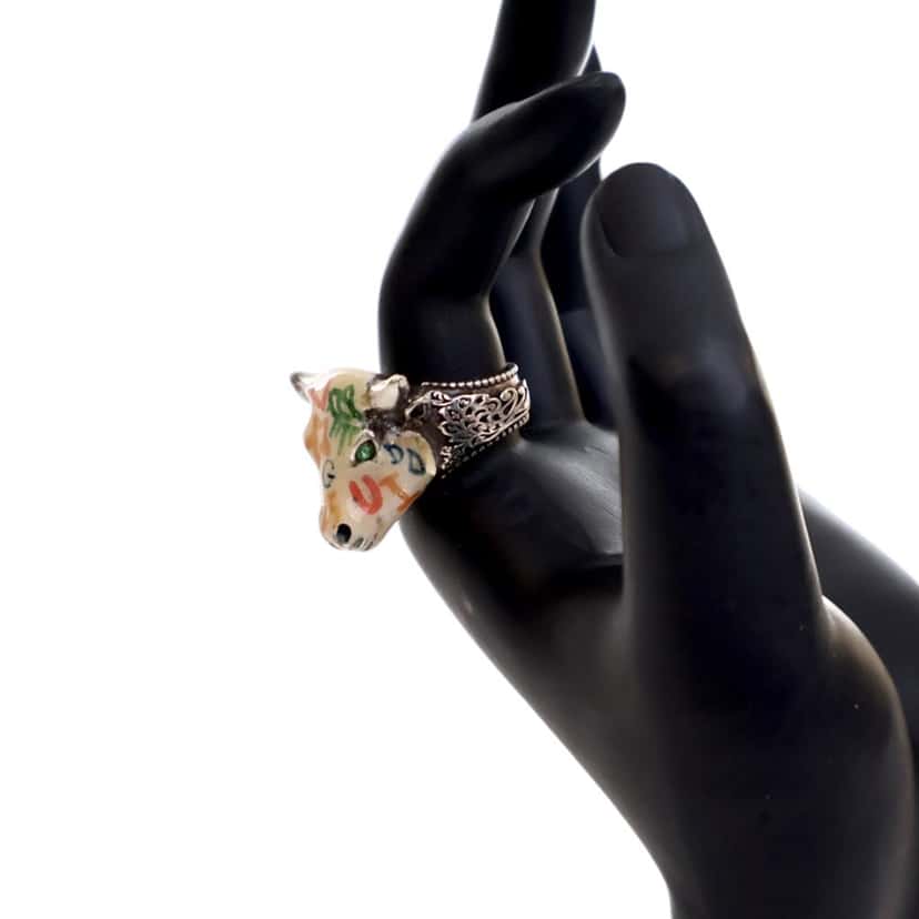 Gucci Sterling Silver Enamel Anger Forest Bulls Head Ring Silver Silver Good condition - Inside View