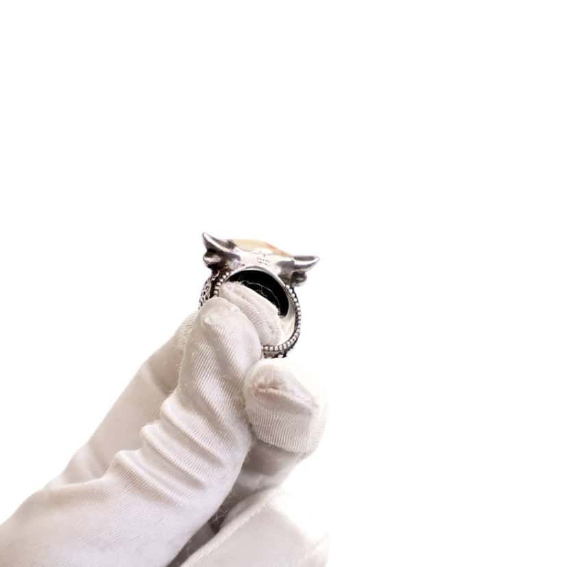 Gucci Sterling Silver Enamel Anger Forest Bulls Head Ring Silver Silver Good condition - Model View