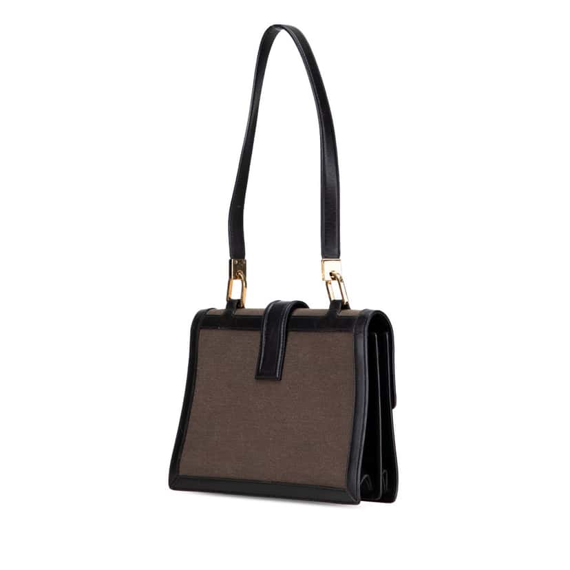 Gucci Canvas and Leather Square G Flap Shoulder Bag Brown Canvas Good condition - Back View