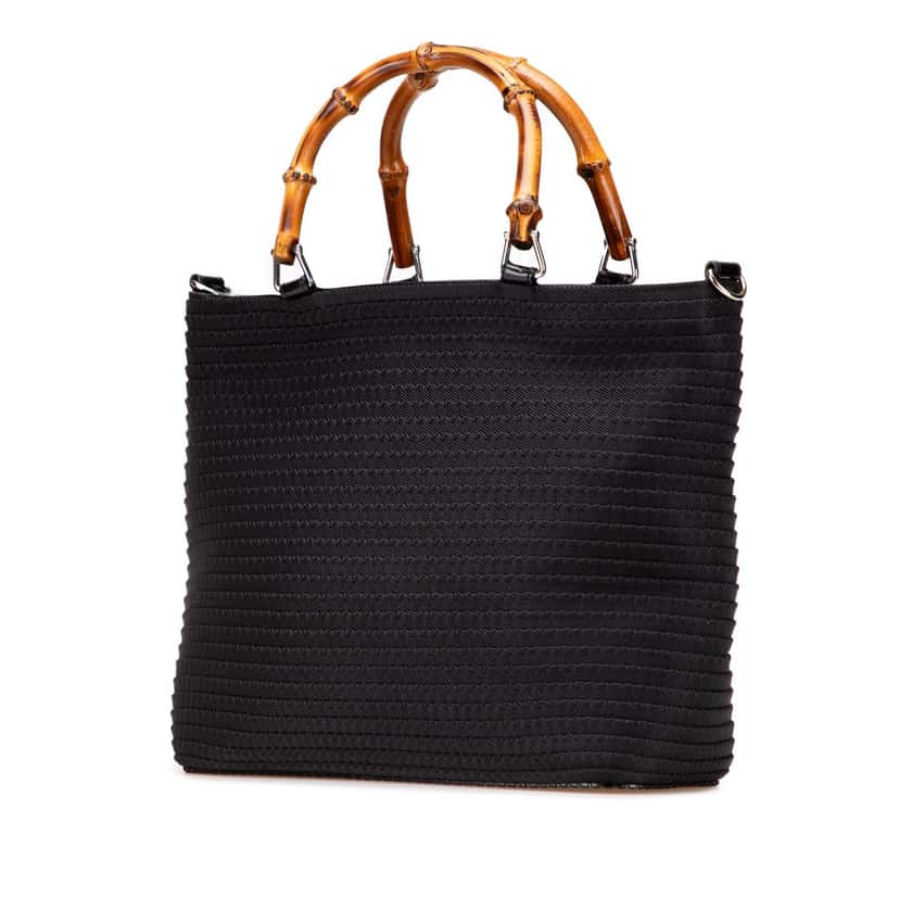 Gucci Nylon Bamboo Satchel Black Good condition - Back View