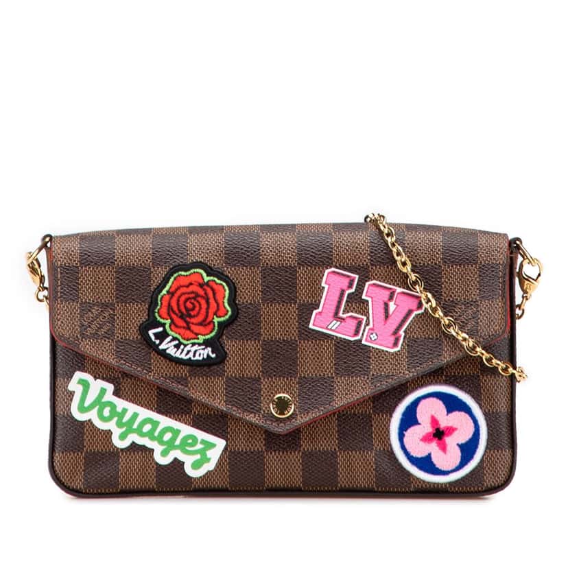 Louis Vuitton Damier Ebene Pochette Felicie Patchwork Brown Canvas Good condition - Front View