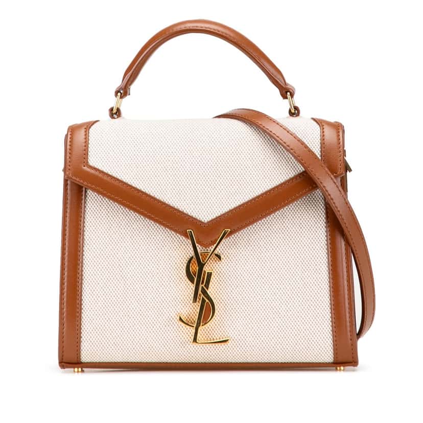Saint Laurent Mini Canvas Monogram Cassandra Top Handle Bag Brown Canvas Good condition - Front View