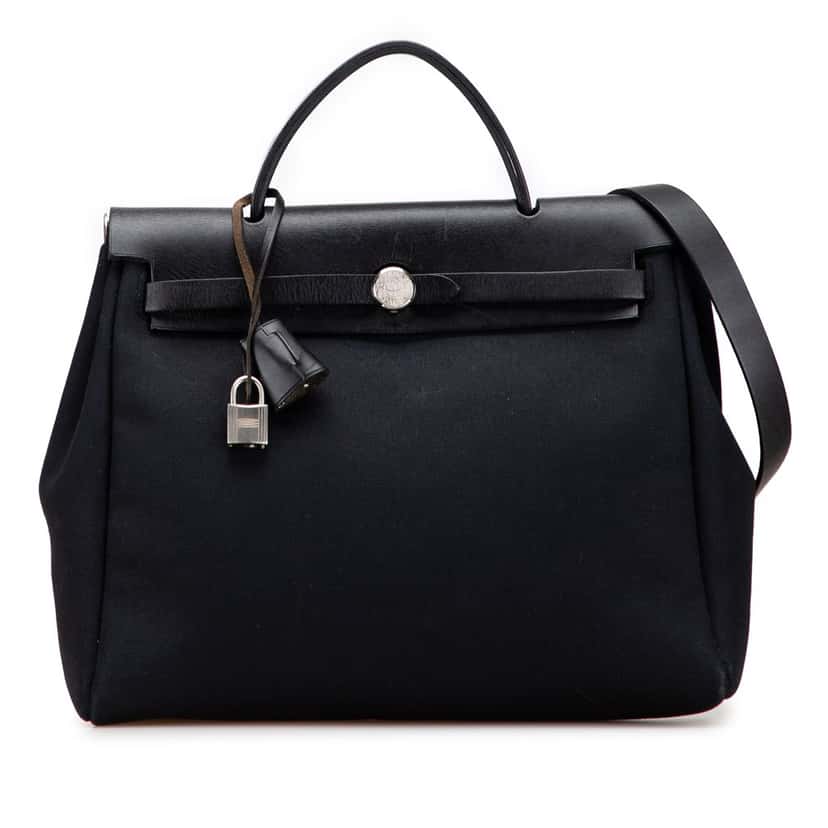 Hermès Toile Herbag PM Black Canvas Good condition - Front View