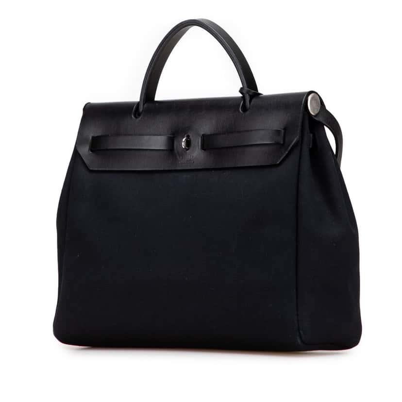 Hermès Toile Herbag PM Black Canvas Good condition - Back View