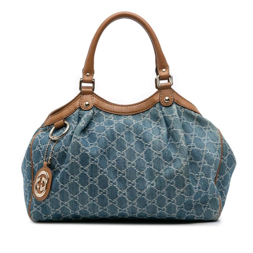 Gucci Medium GG Denim Sukey Tote Blue Denim Good condition - Front View